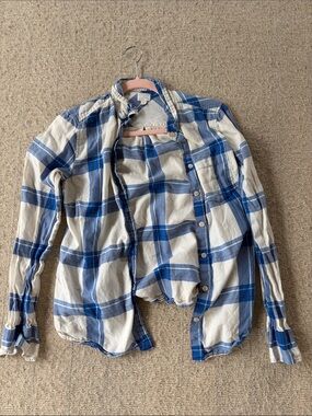 J. Crew Blue and White Plaid Button-Down Shirt